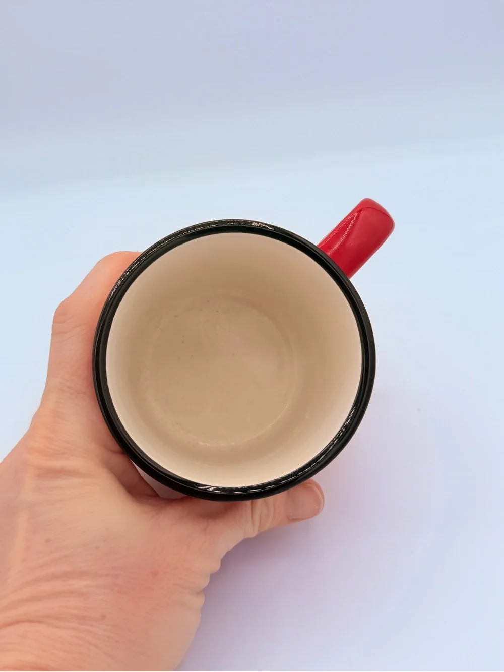 Tis The Season Red Speckled Ceramic Christmas Coffee Mug Black Rim 16 oz